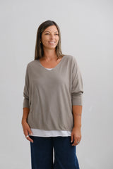 Sweater Doble Liso Visón