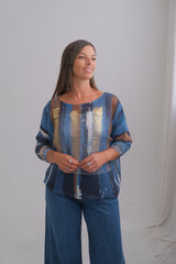 Sweater Cardamomo Azul y Tostado