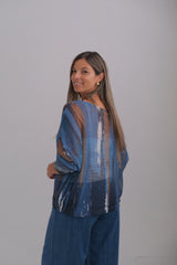 Sweater Cardamomo Azul y Tostado