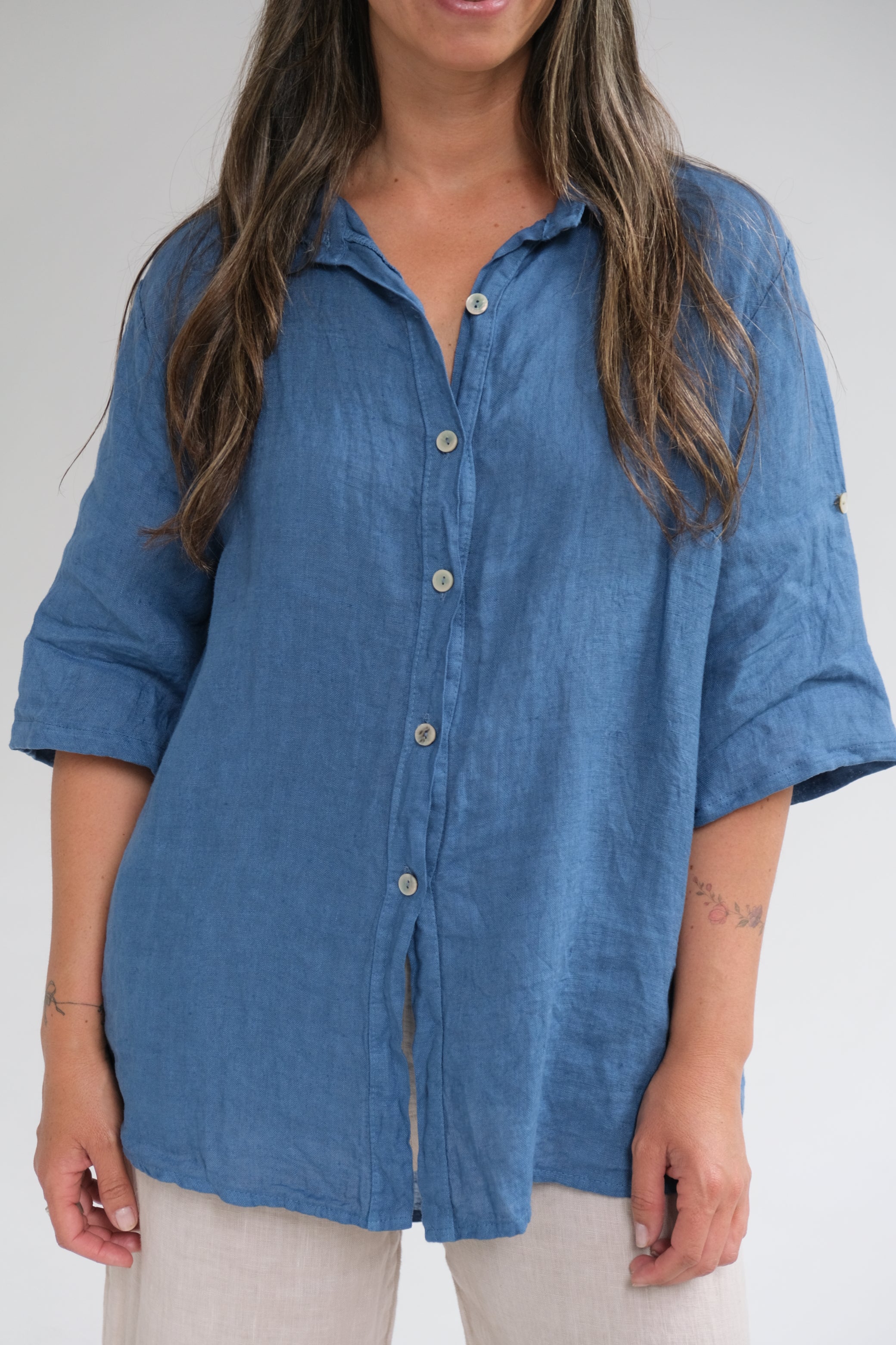 Camisa Aleli básica azul Jean