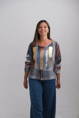 Sweater Cardamomo Terracota y Petróleo