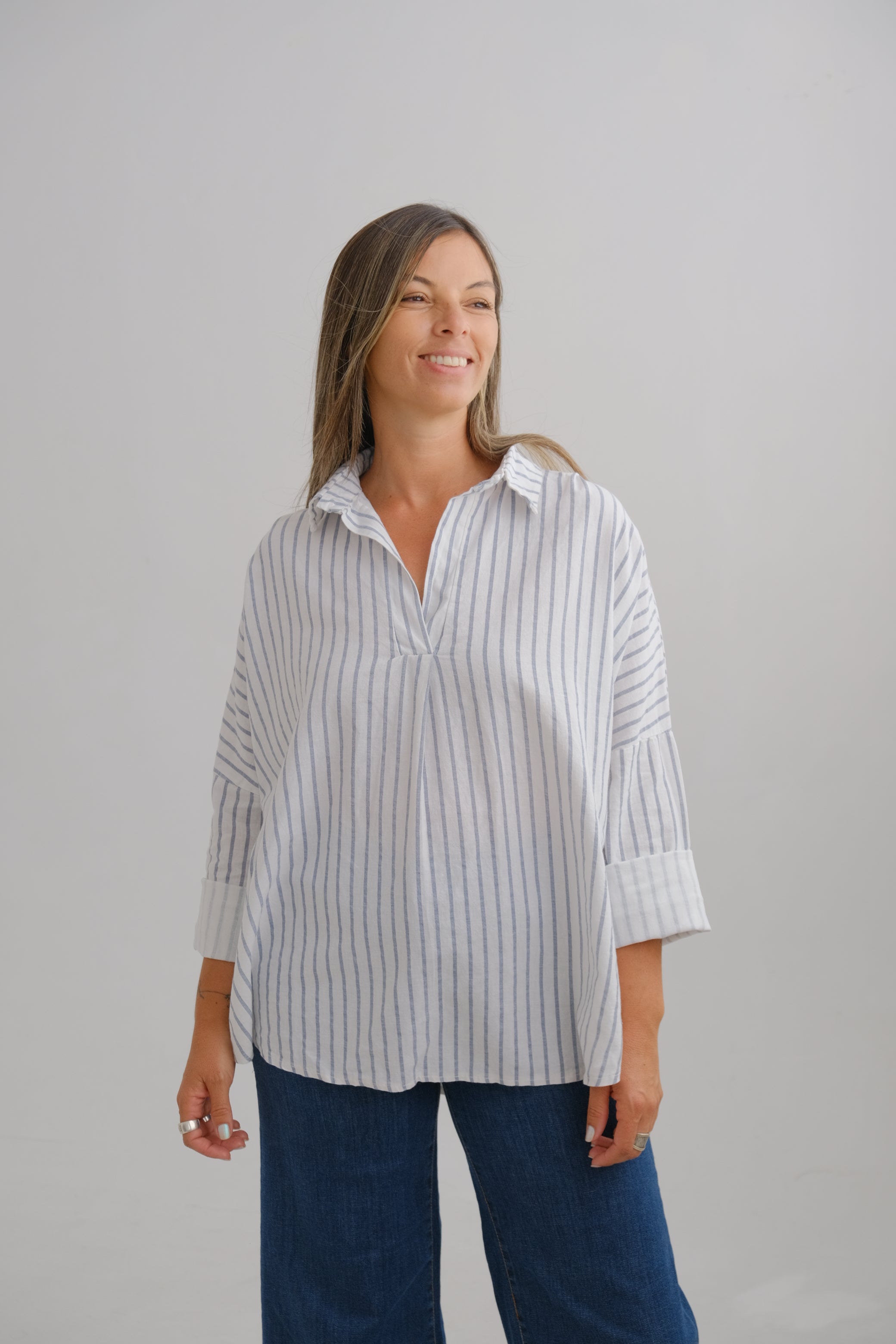 Blusa Rayas Azul