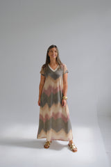 Vestido Clau Verde y Rosa