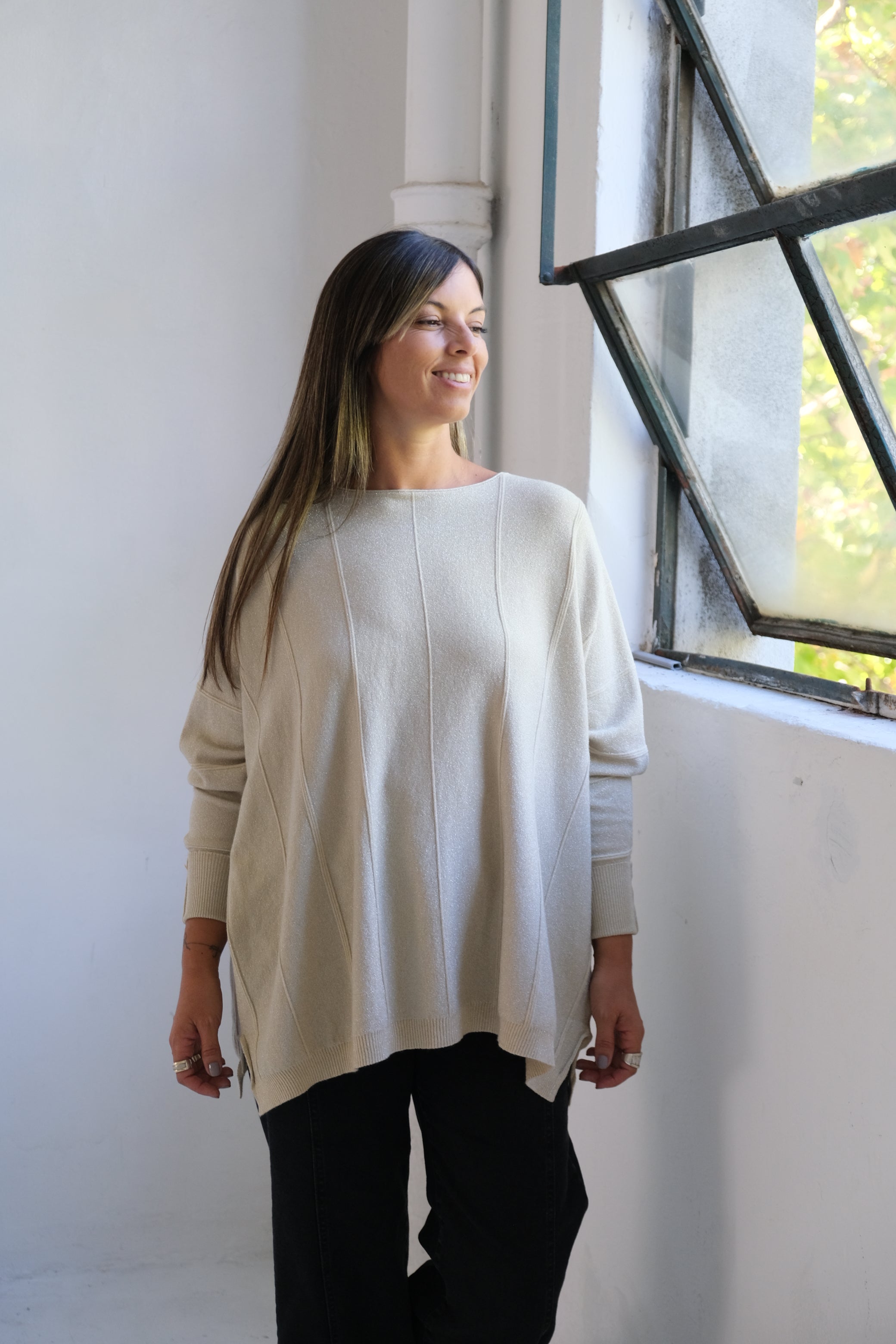Sweater Lurex  Beige
