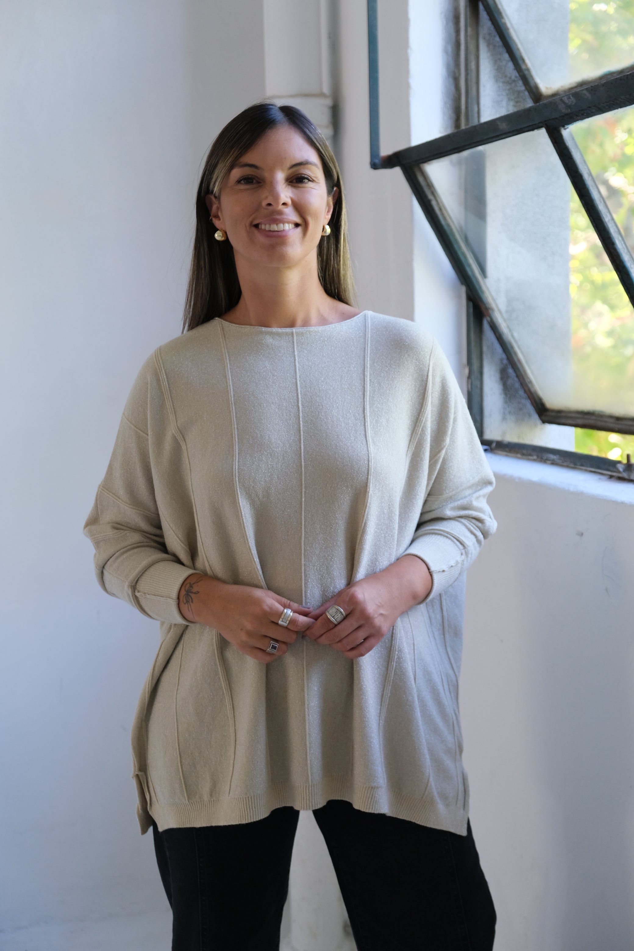 Sweater Lurex  Beige