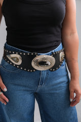 Cinto Faja SIENNA tachas ÓVALO negro