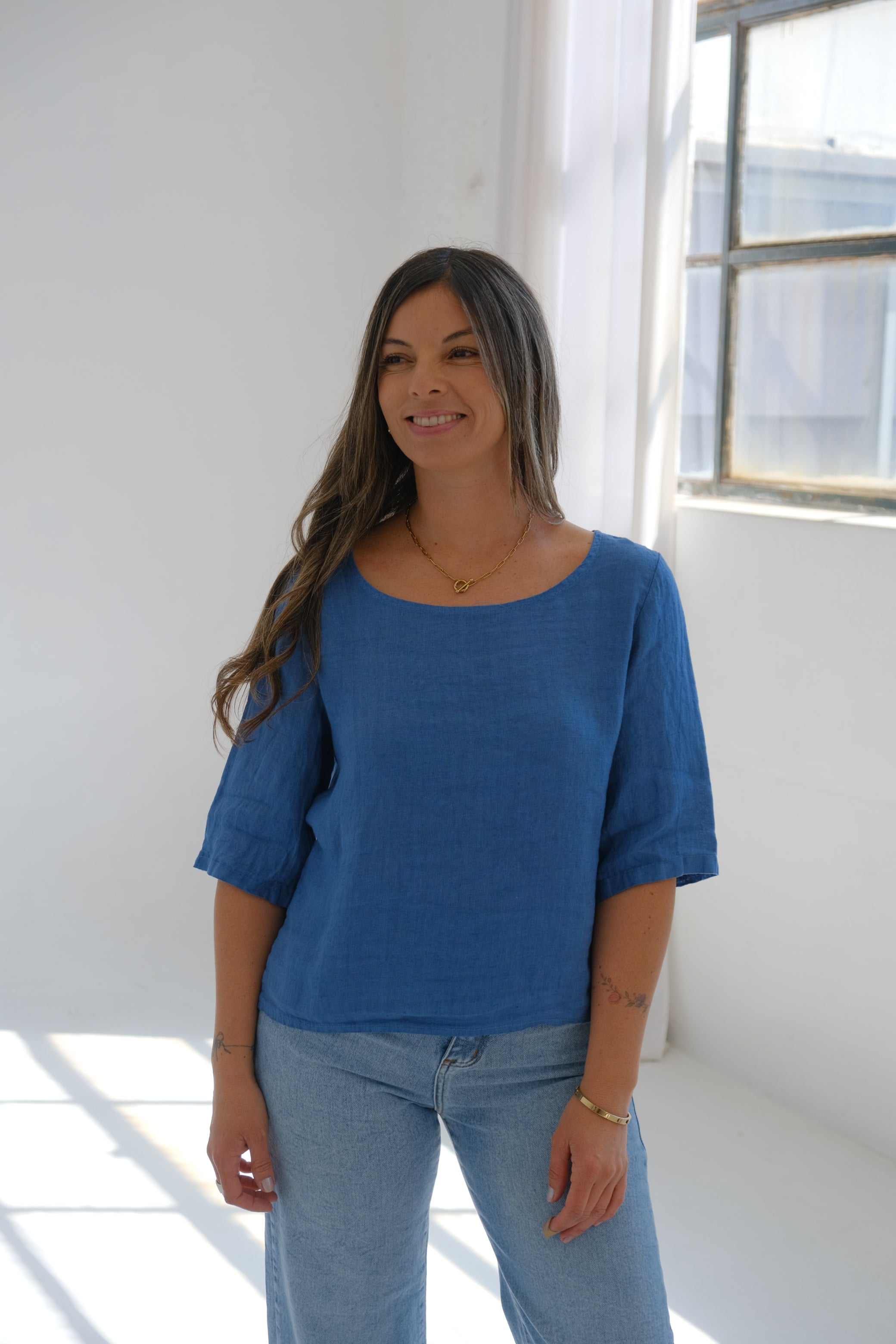 Blusa Candela Celeste jean