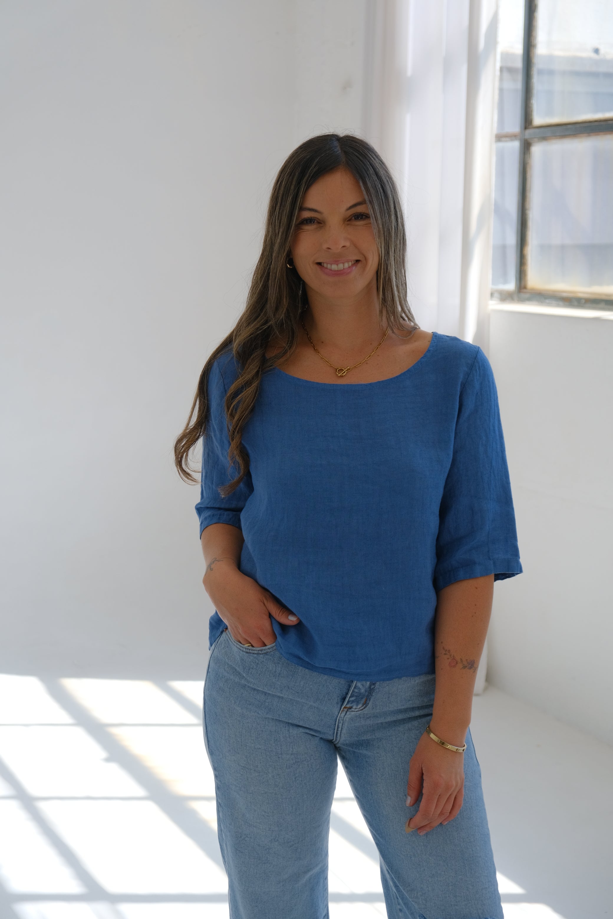 Blusa Candela Celeste jean