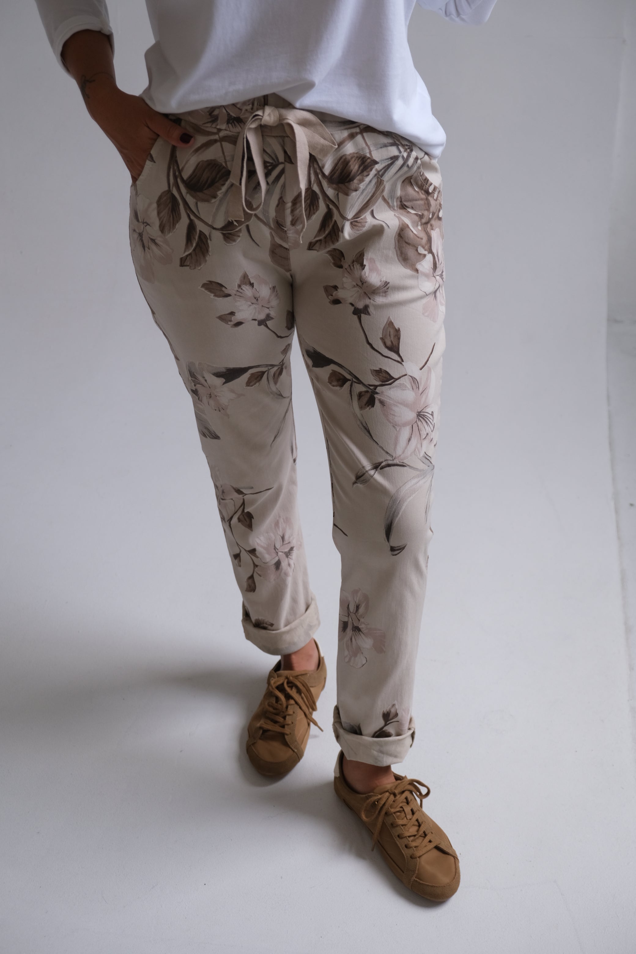 Pantalón Elastizado Beige