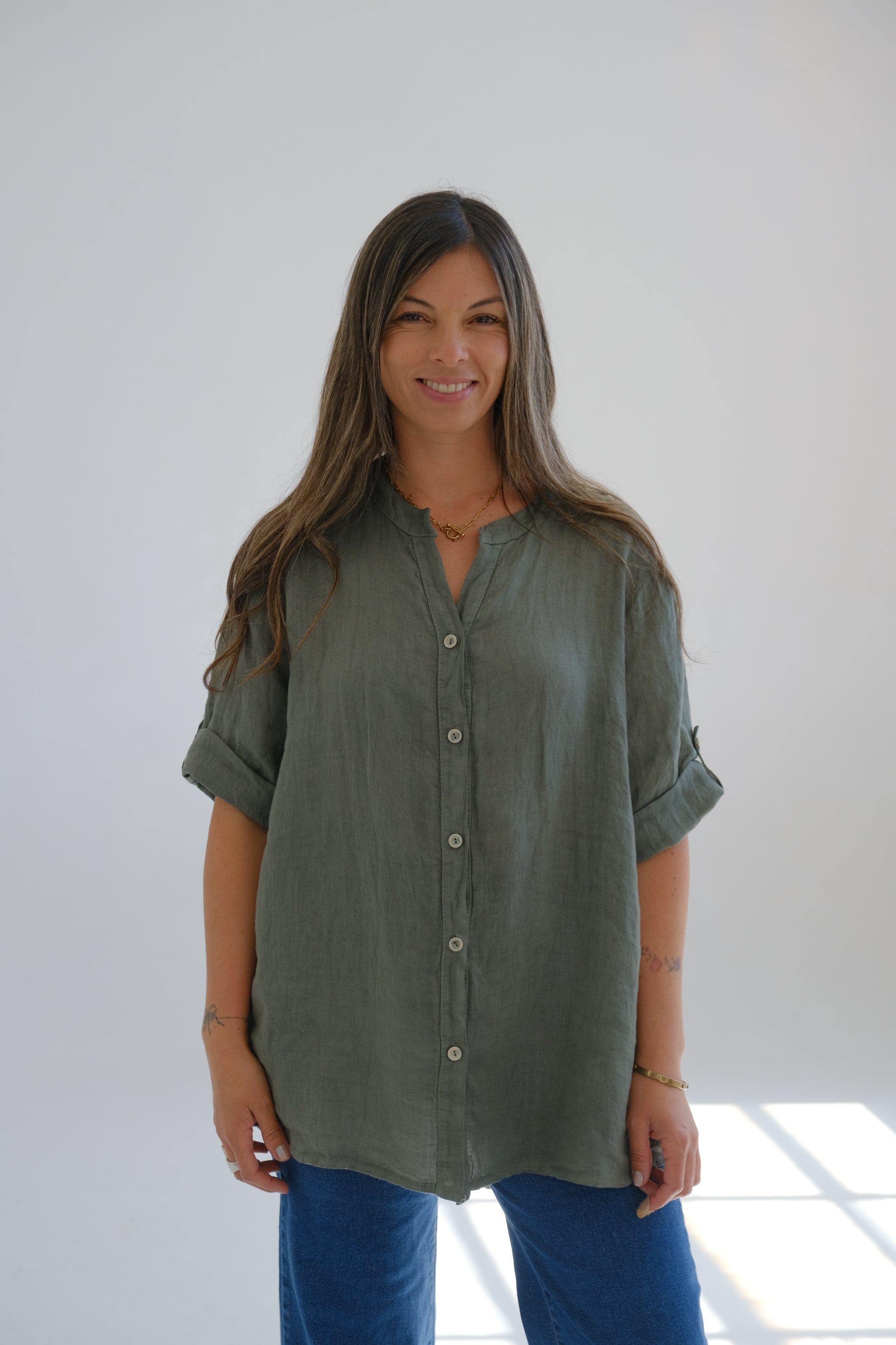 Camisa Tulipan Verde Seco