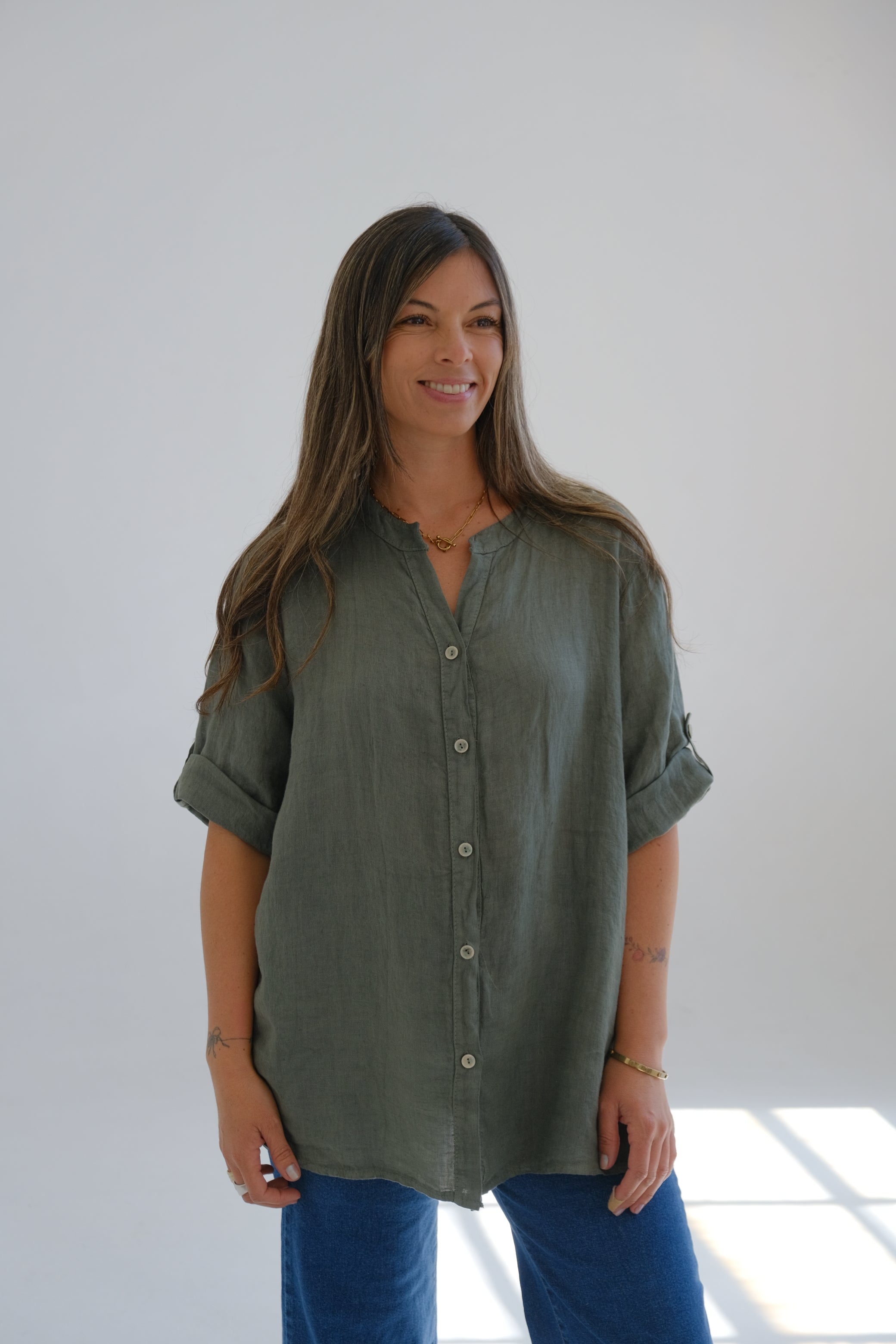 Camisa Tulipan Verde Seco