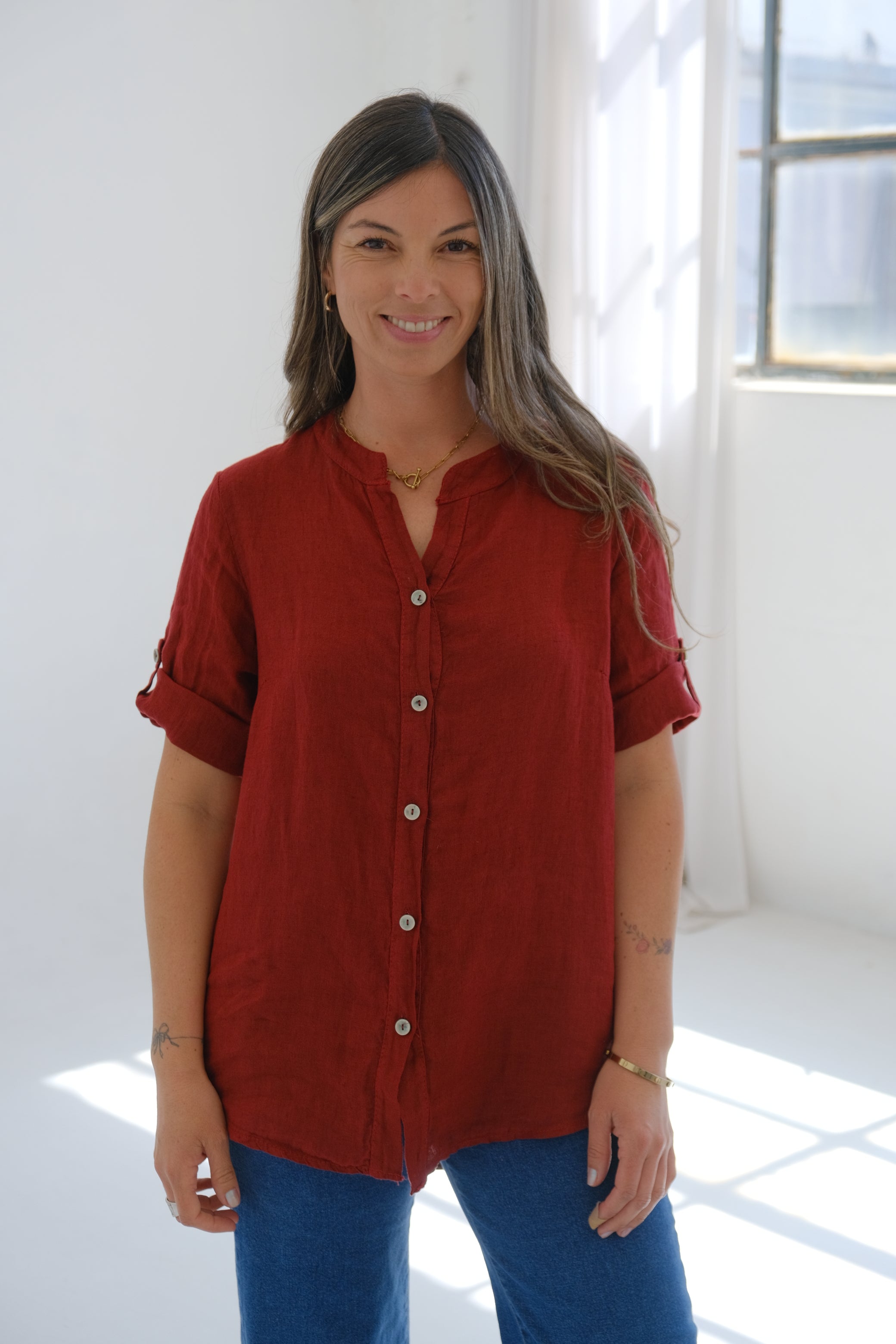 Camisa Tulipan Bordeaux