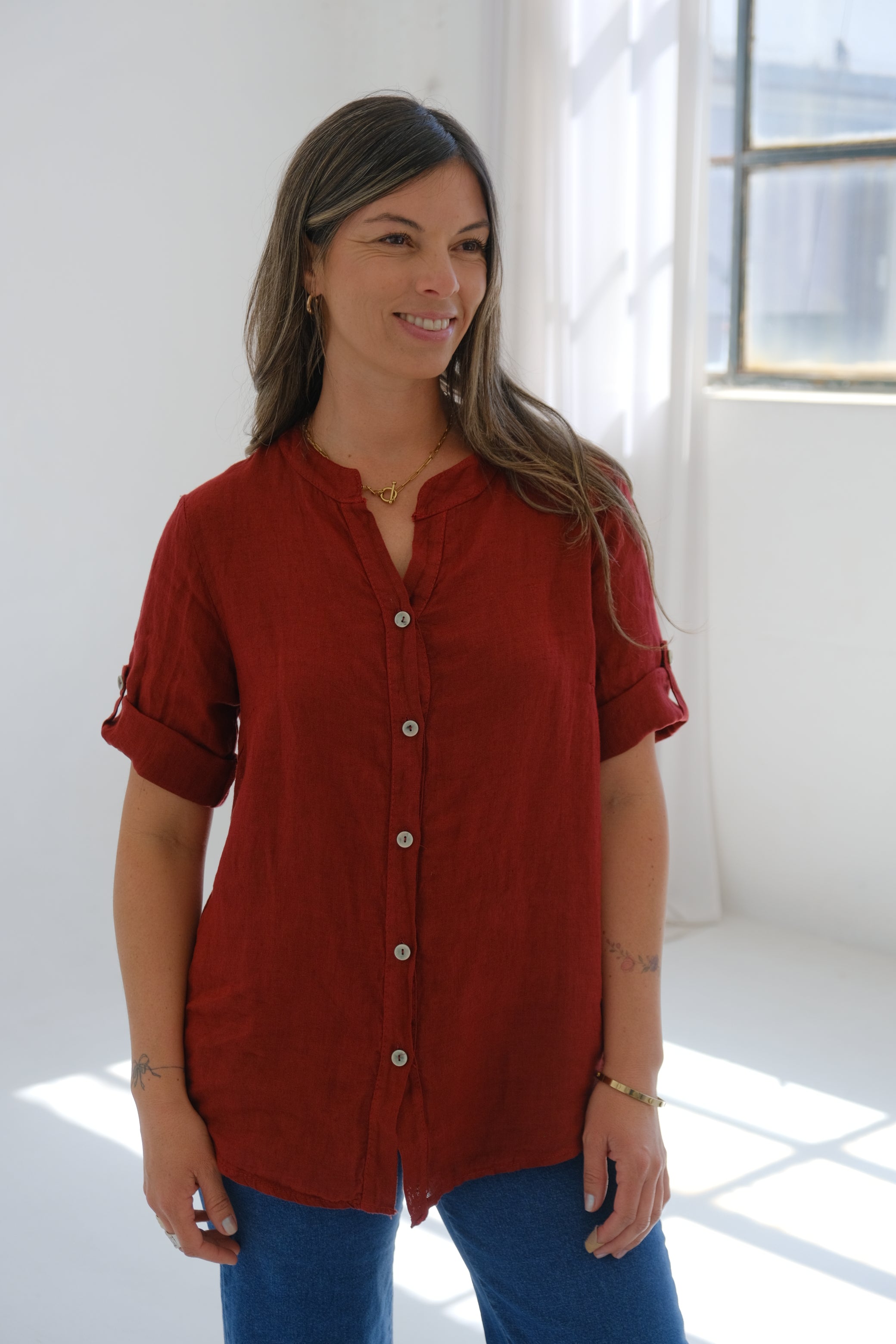 Camisa Tulipan Bordeaux