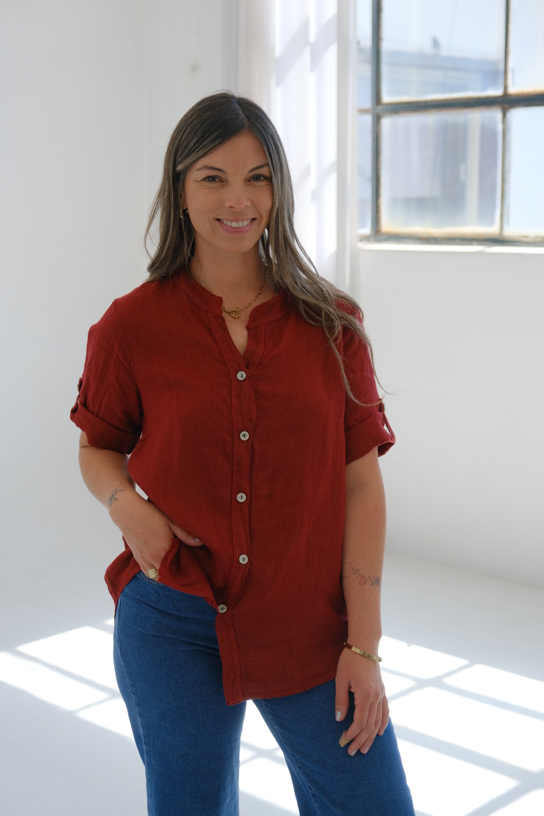 Camisa Tulipan Bordeaux