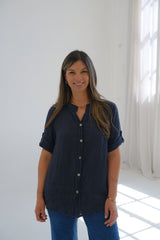 Camisa Tulipan azul Oscuro