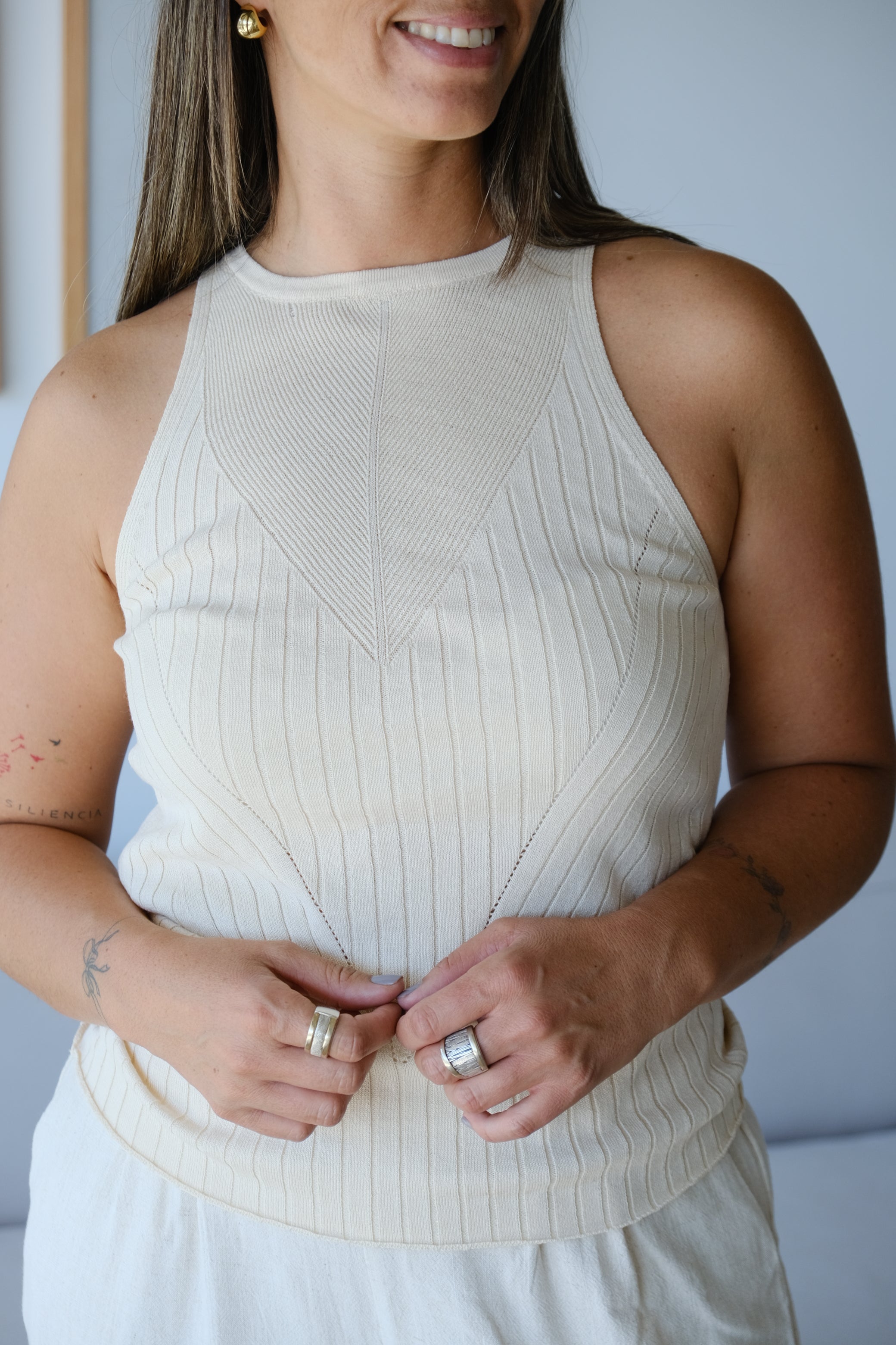 Musculosa Hilo Rayas Crudo