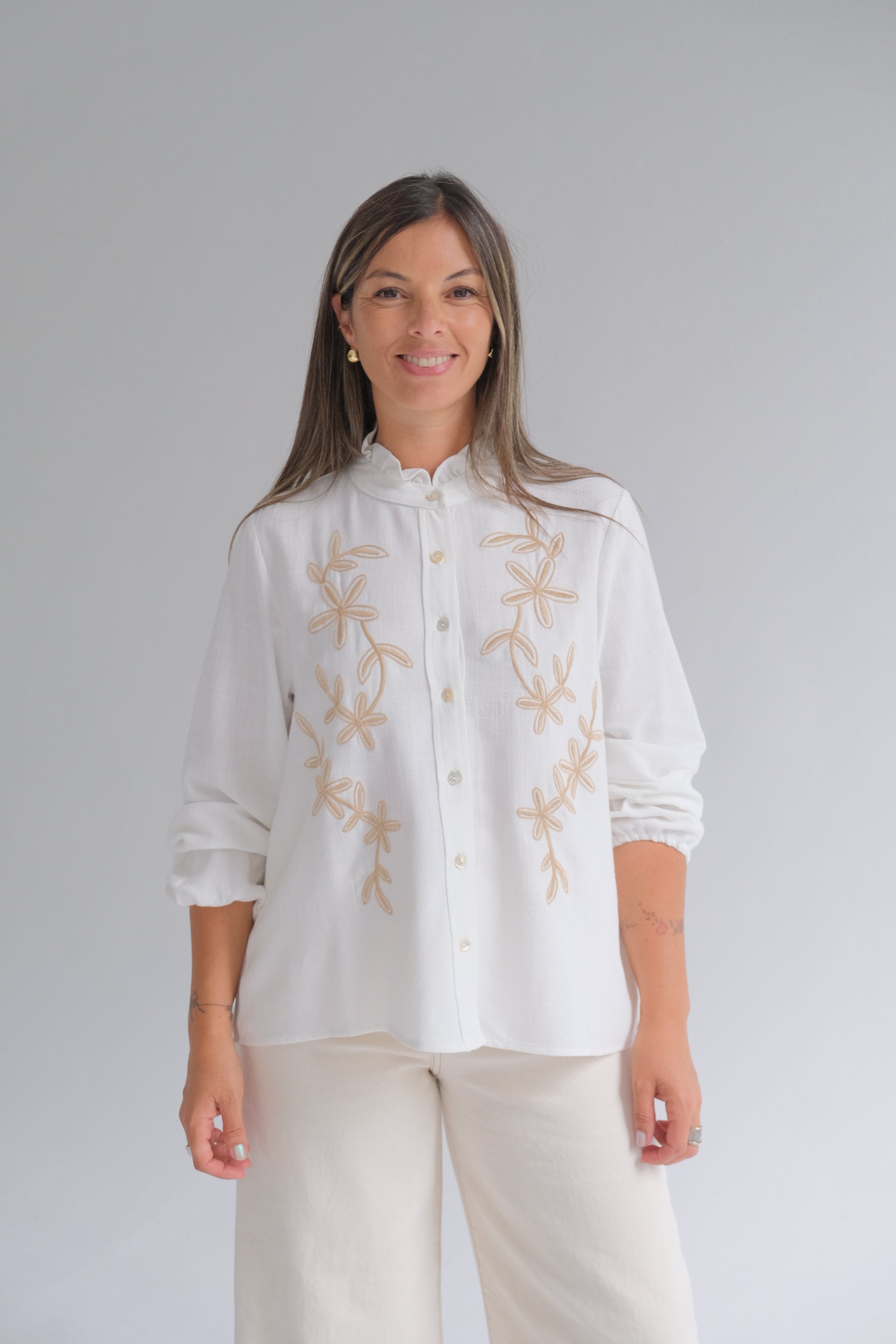 Blusa Nápoles Blanca y beige