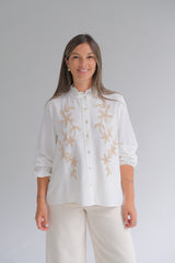 Blusa Nápoles Blanca y beige