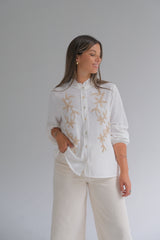 Blusa Nápoles Blanca y beige