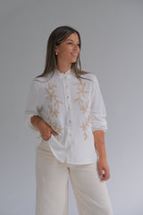 Blusa Nápoles Blanca y beige