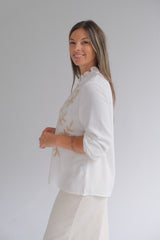 Blusa Nápoles Blanca y beige