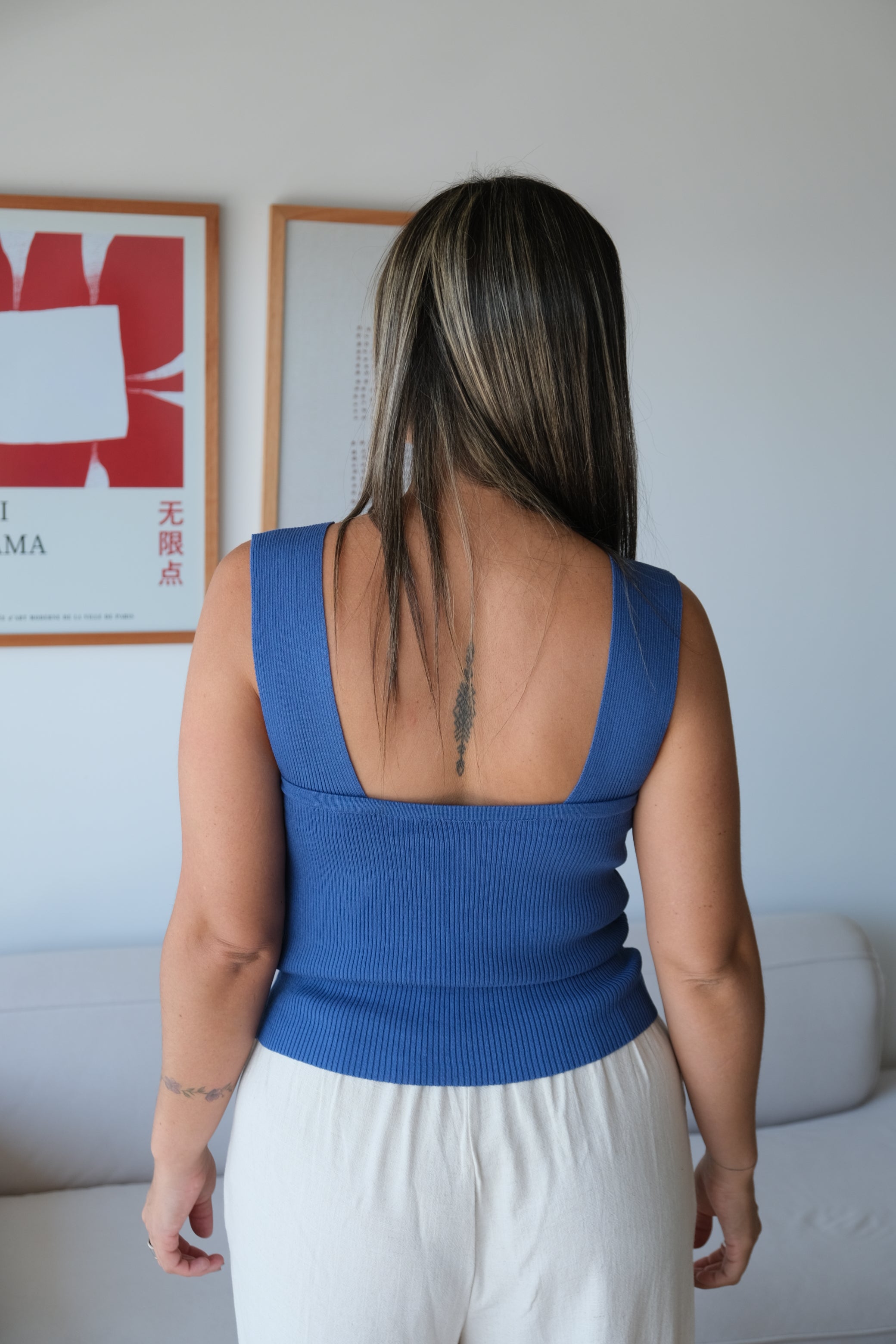 Musculosa Hilo Básica Azul