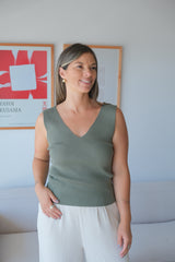 Musculosa Hilo Básica Verde Musgo