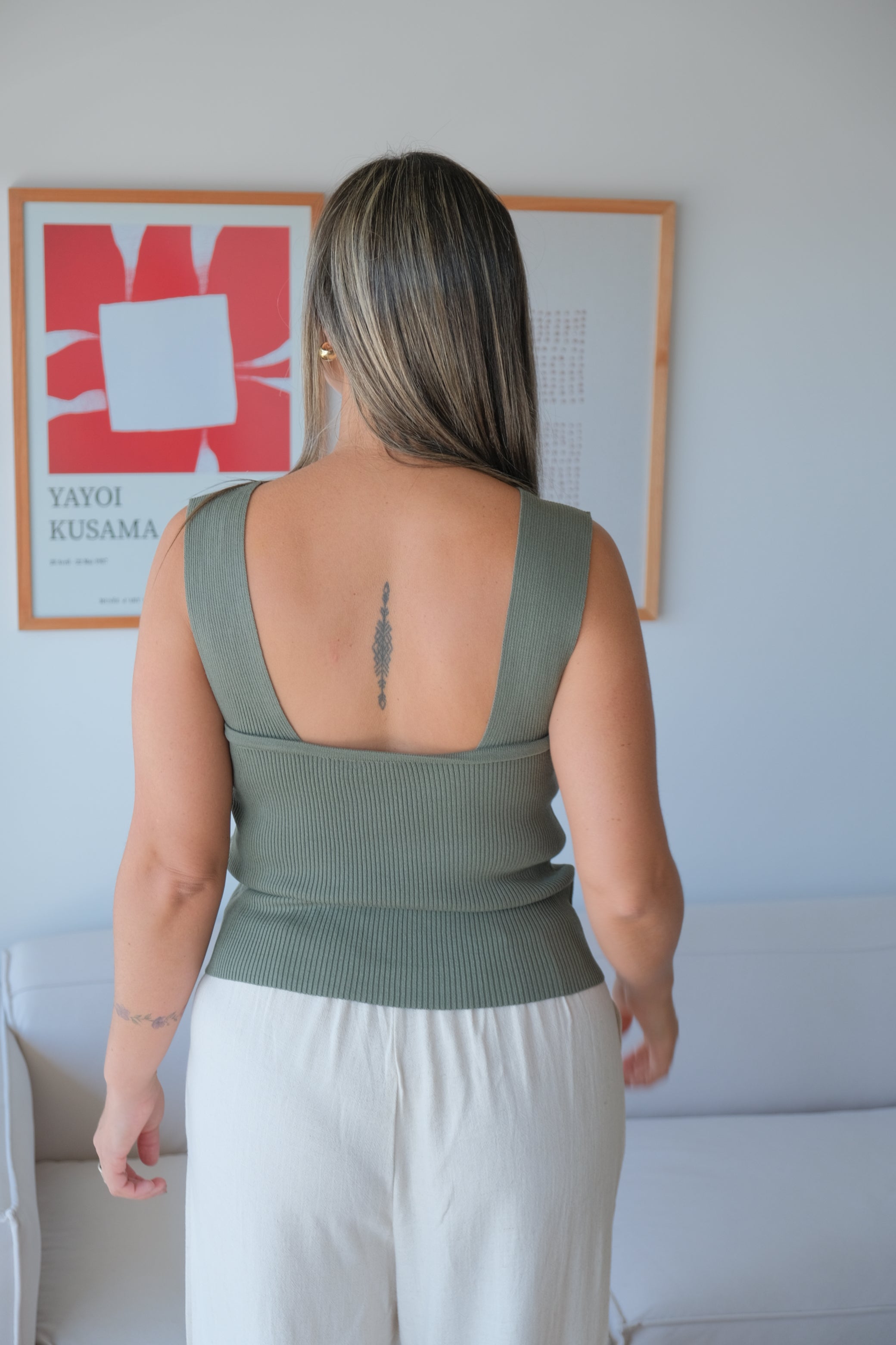 Musculosa Hilo Básica Verde Musgo