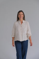 Blusa Nápoles Beige y blanco