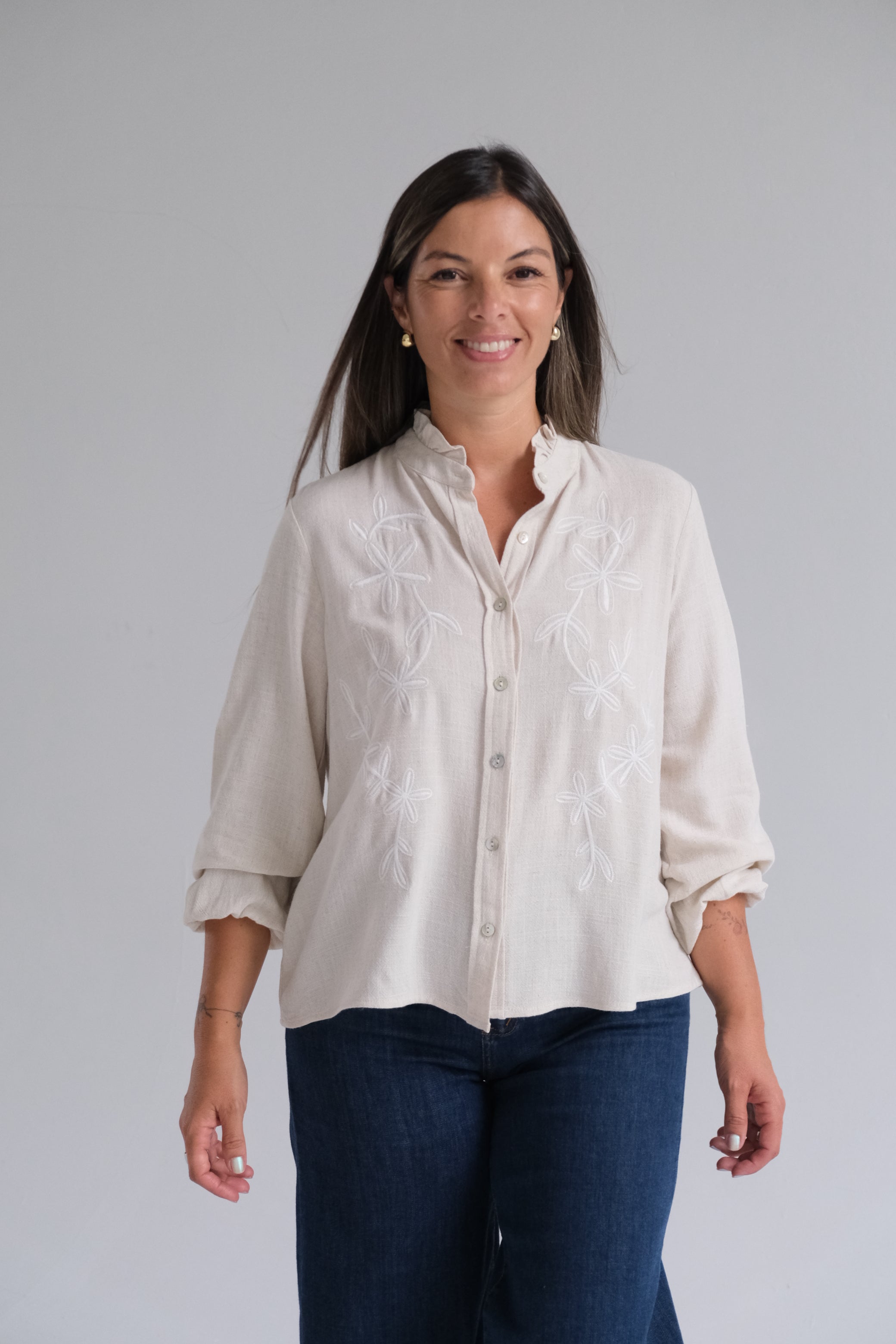 Blusa Nápoles Beige y blanco