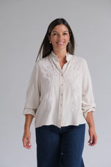 Blusa Nápoles Beige y blanco