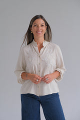 Blusa Nápoles Beige y blanco