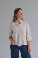 Blusa Nápoles Beige y blanco