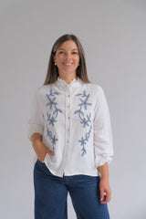 Blusa Nápoles Blanco y azul