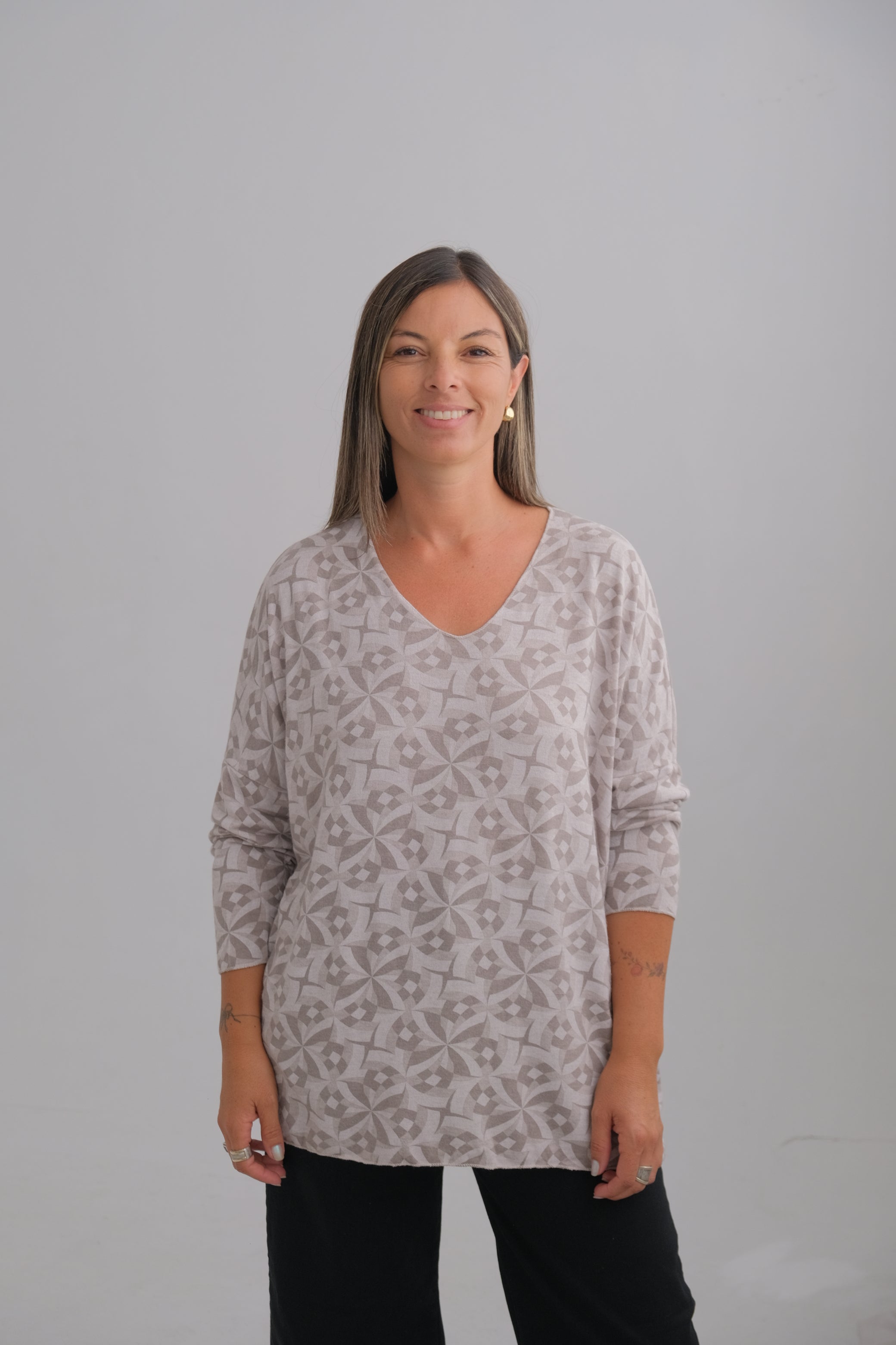 Sweater Geometric Beige