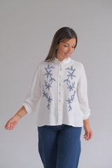 Blusa Nápoles Blanco y azul