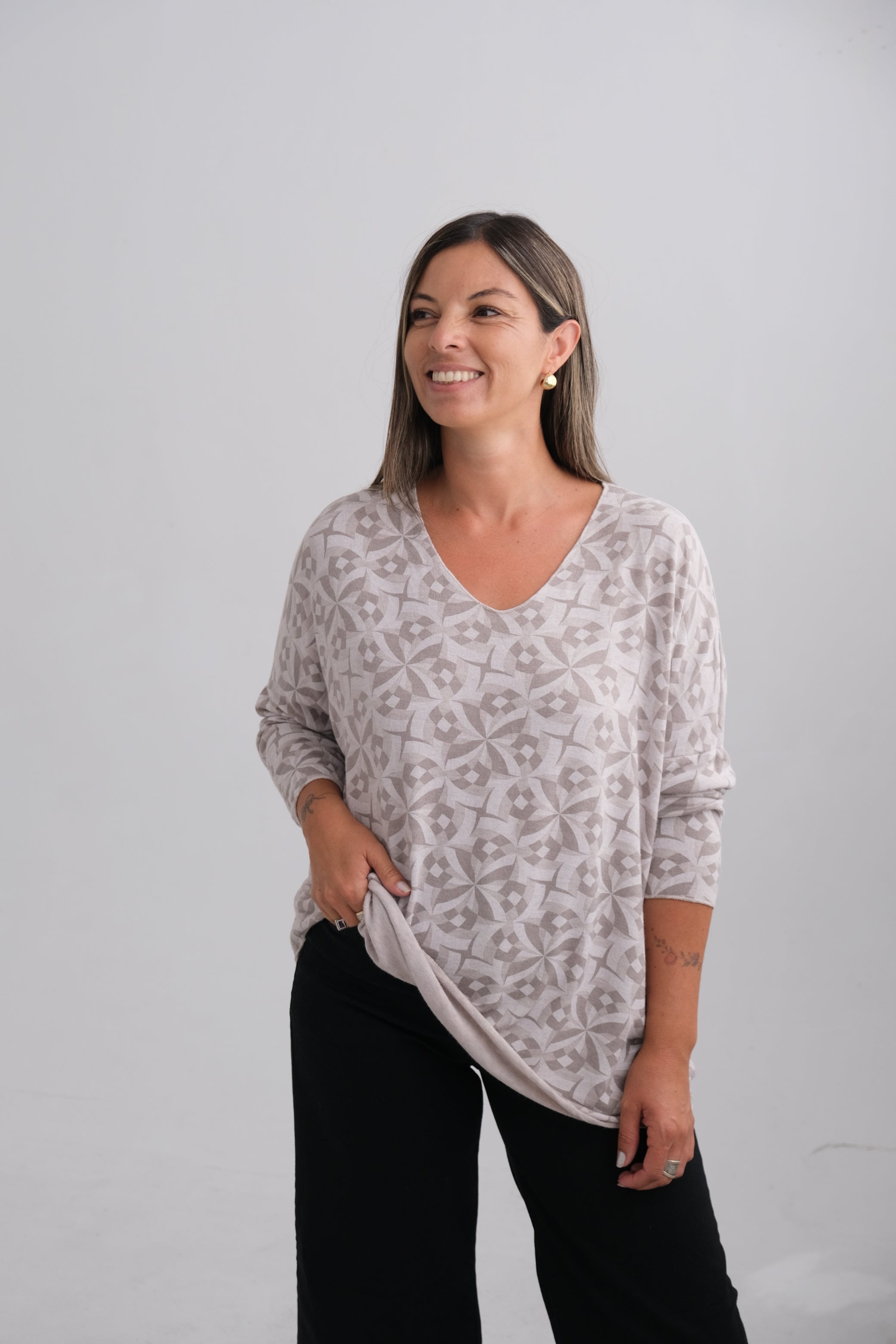 Sweater Geometric Beige