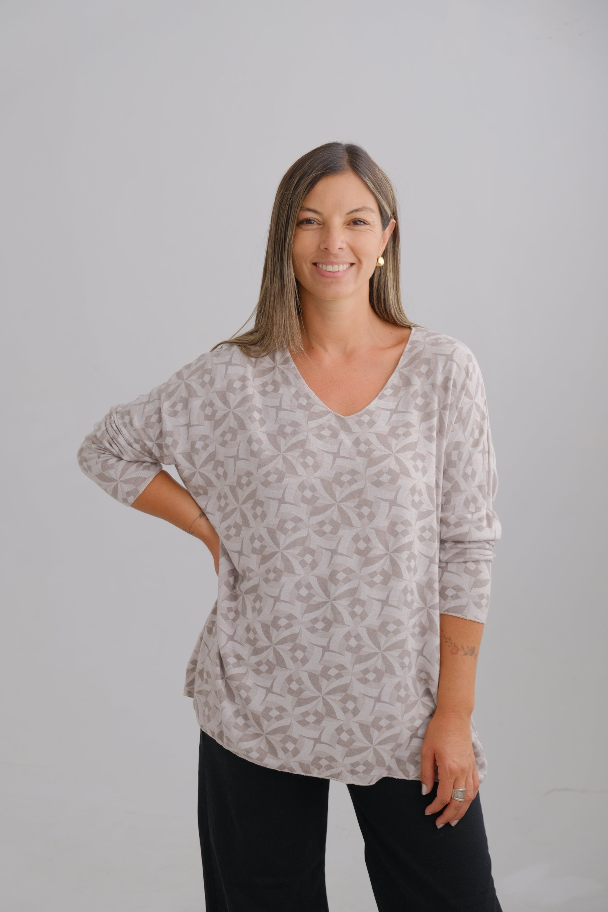 Sweater Geometric Beige