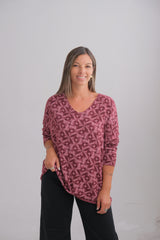 Sweater Geometric Bordo