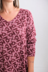 Sweater Geometric Bordo