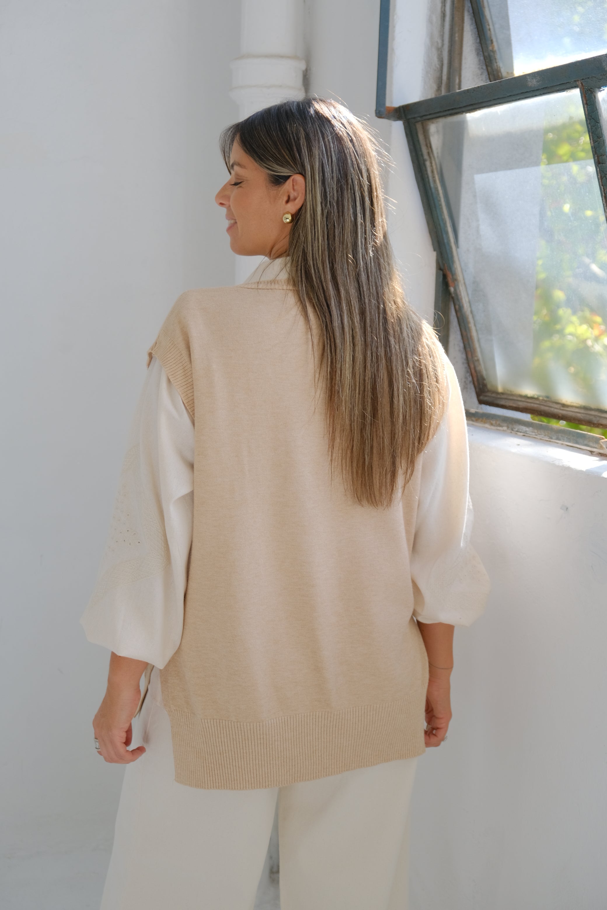 Chaleco Trenzado beige