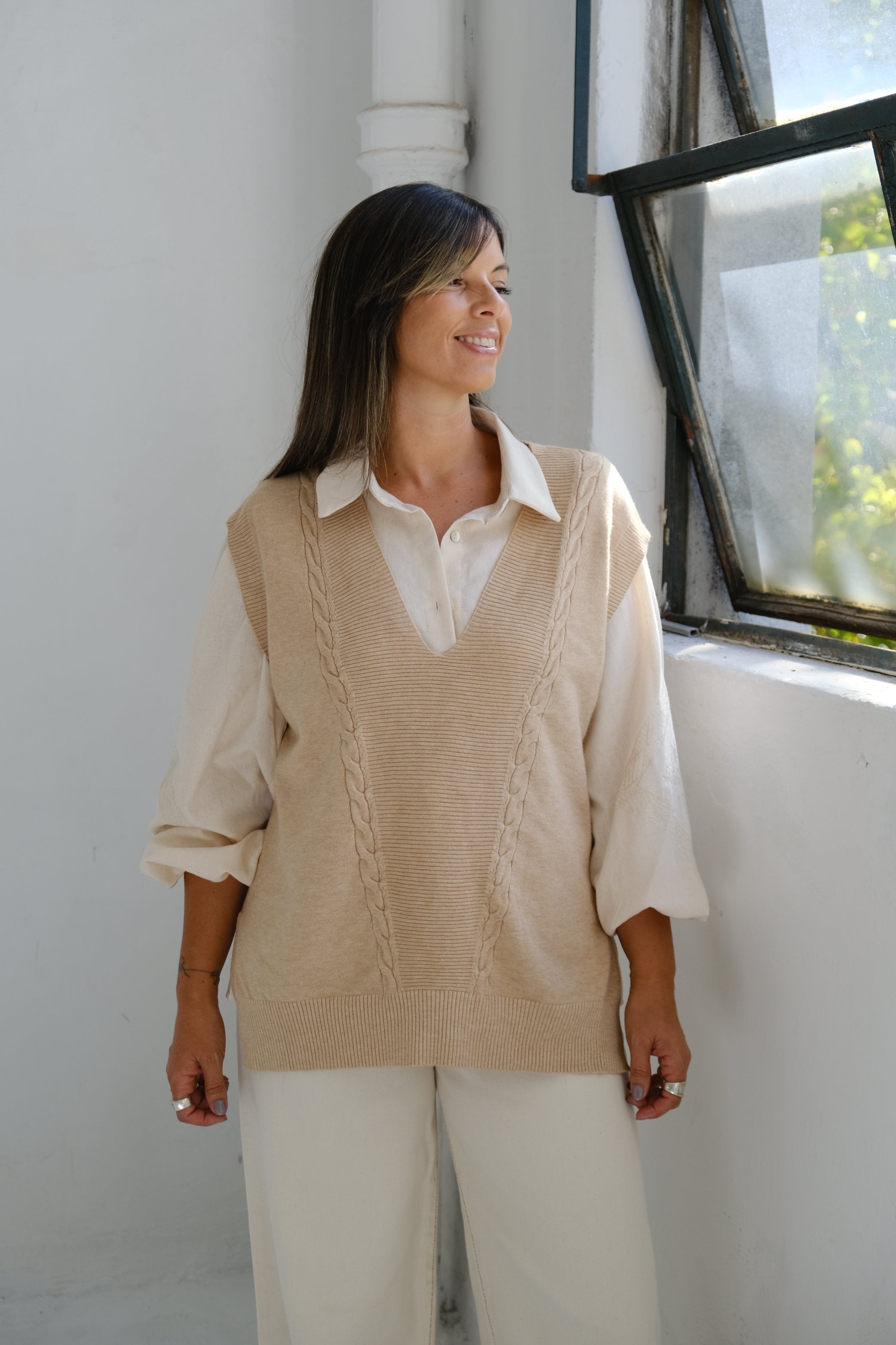 Chaleco Trenzado beige