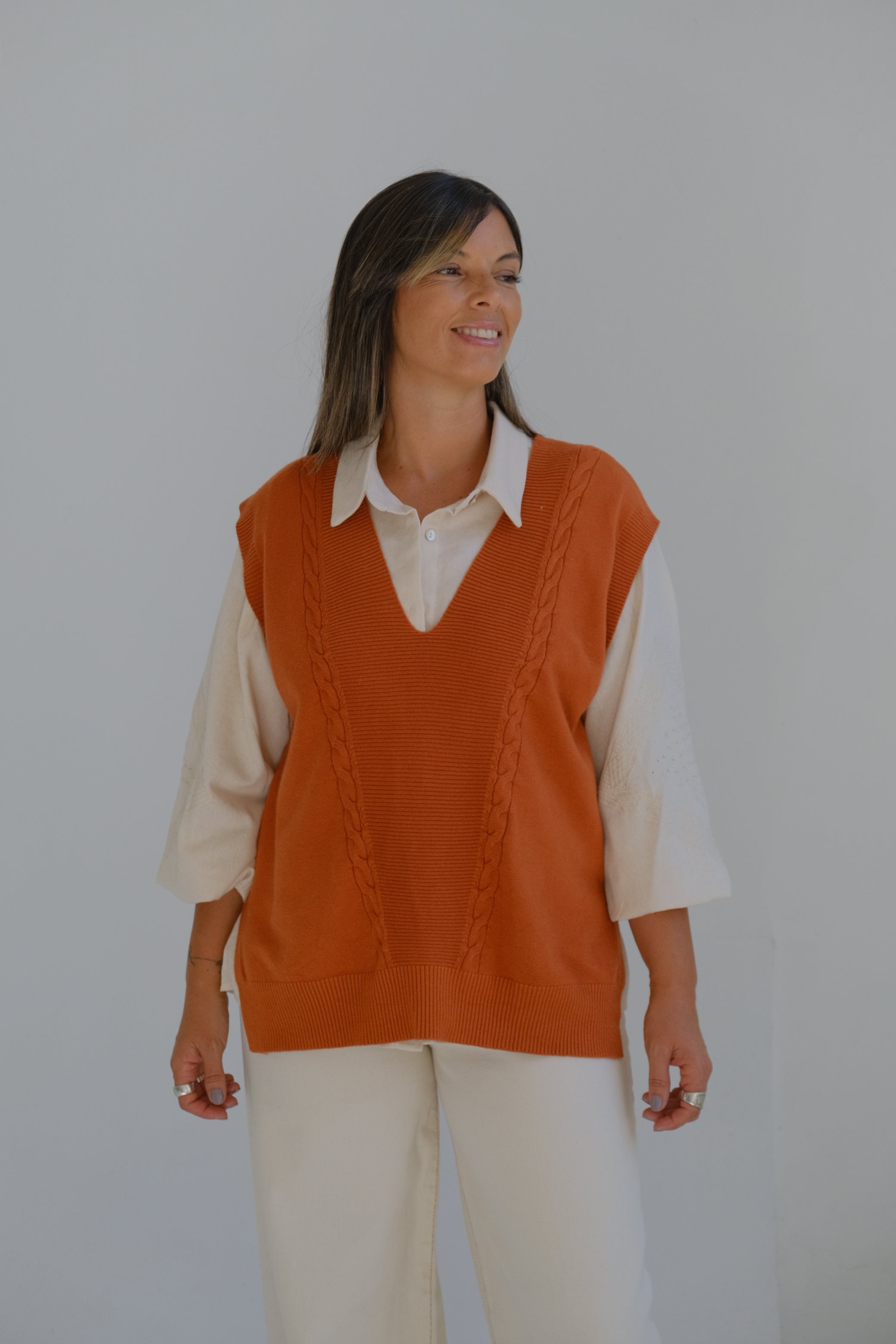 Chaleco Trenzado Terracota