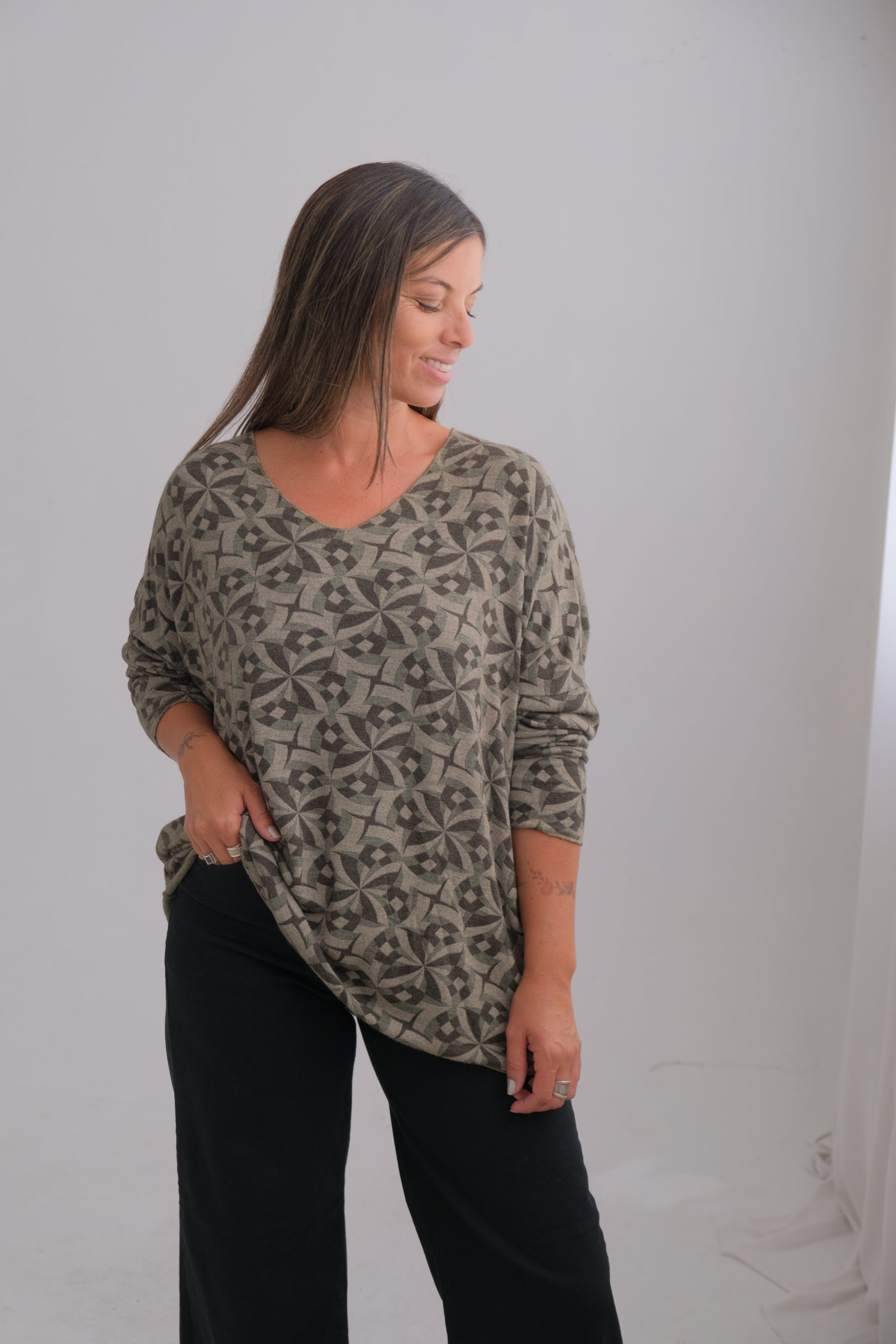 Sweater Geometric Verde