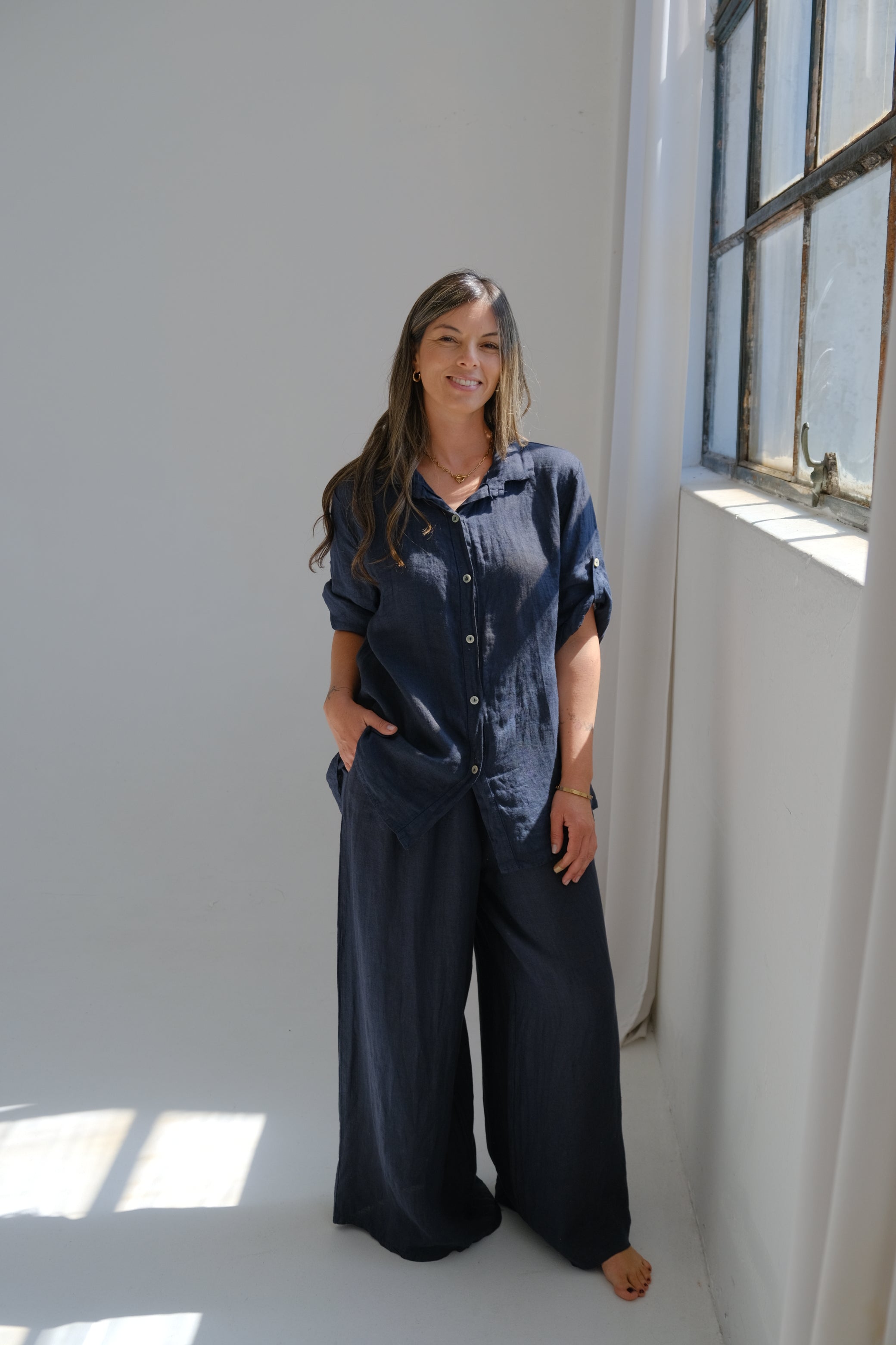 Camisa Tulipan azul Oscuro