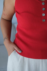 Musculosa Hilo Botones Rojo