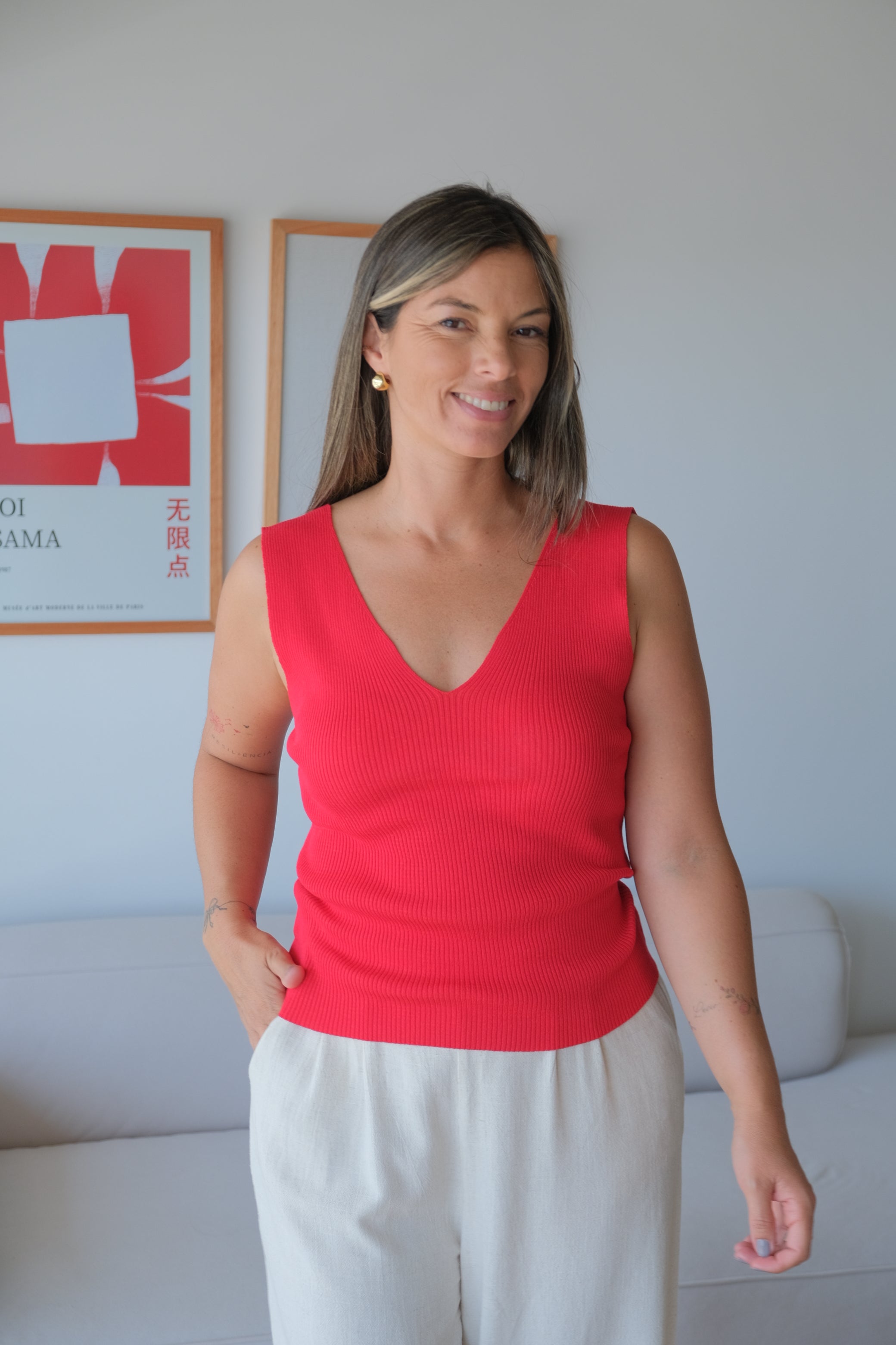 Musculosa Hilo Básica Rojo