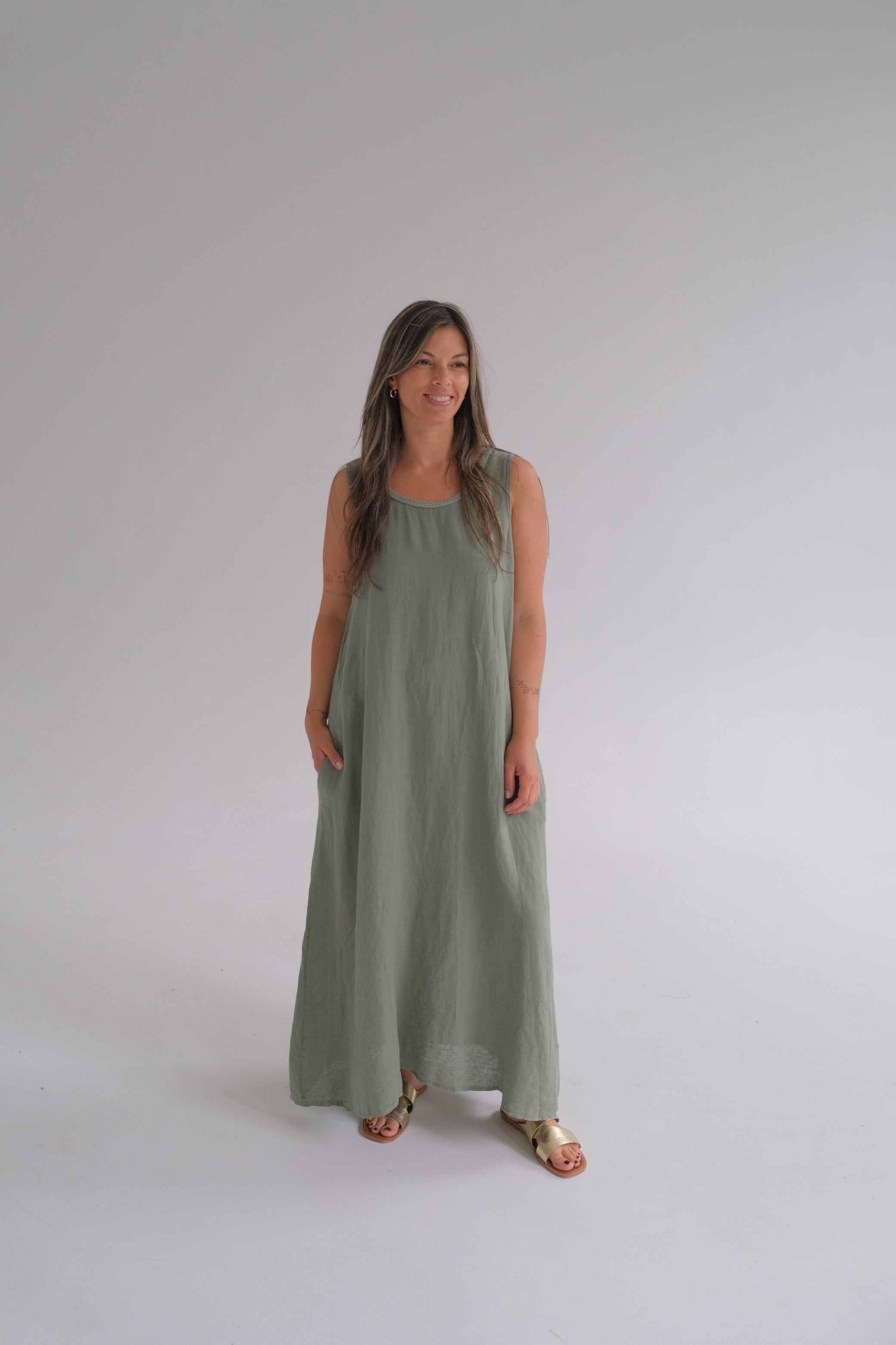 Vestido Adela Verde Seco