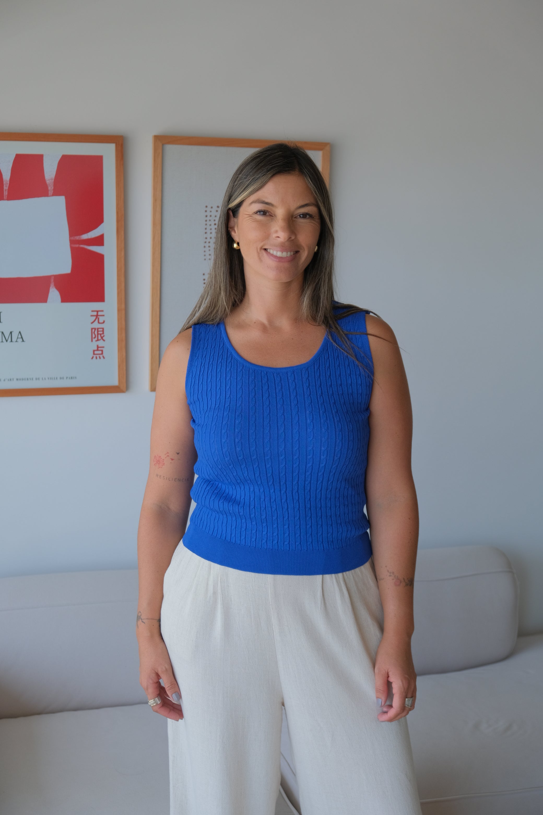 Musculosa Hilo Ochos Azul Francia