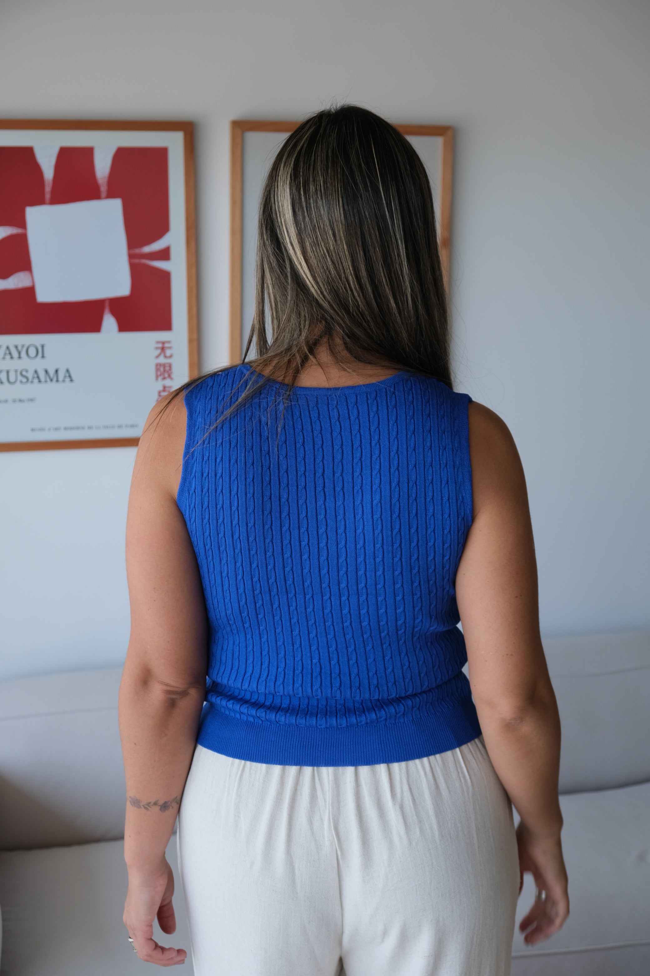 Musculosa Hilo Ochos Azul Francia